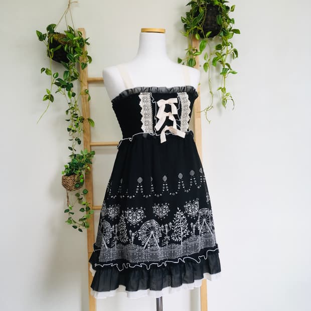 AXES FEMME 엑시즈팜/ 블랙 리본 끈 나시 원피스 히메갸루원피스