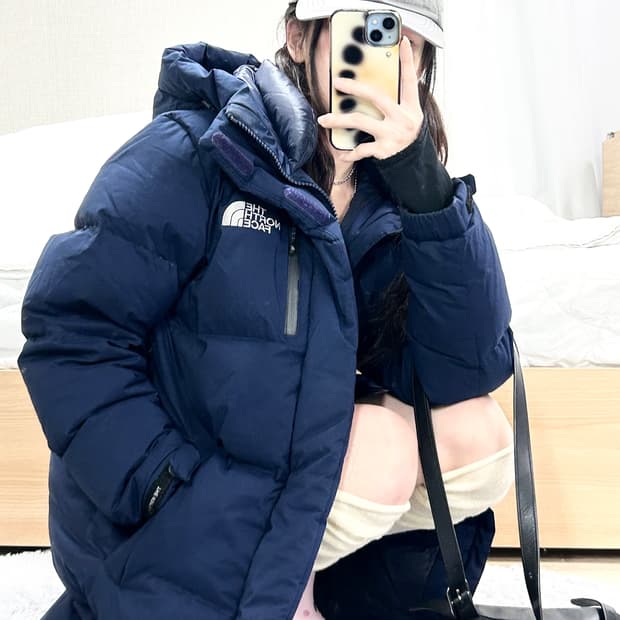 노스페이스 익스플로링 네이비 덕다운 롱패딩