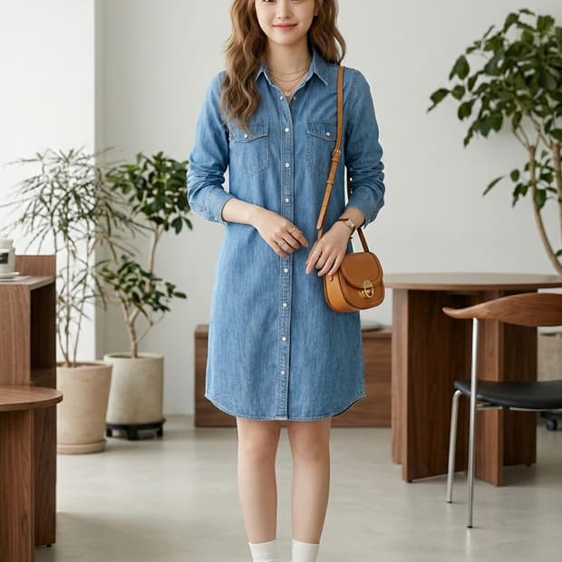 뷰티앤유스 유나이티드 애로우즈 데님 셔츠 원피스