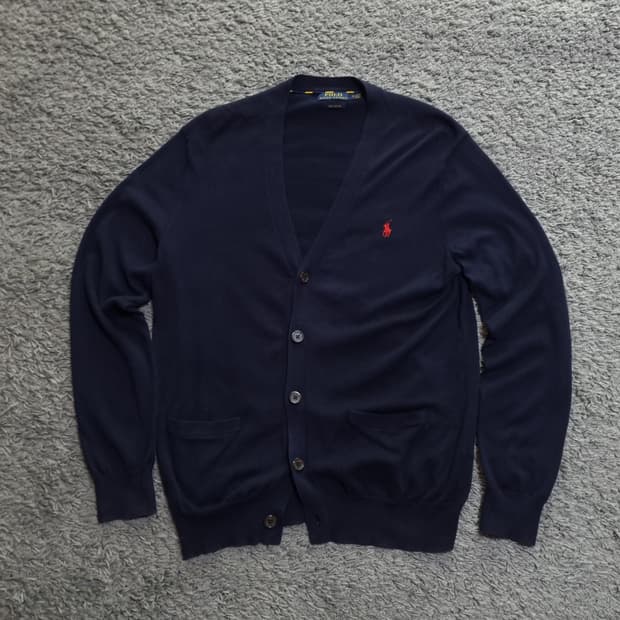 폴로 랄프로렌 포니 가디건 M 100 네이비 피마코튼 니트 긴팔