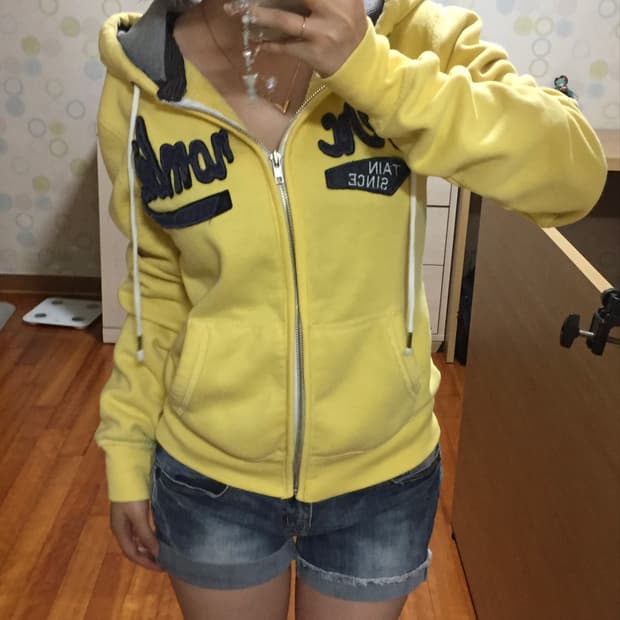 아베크롬비 노란색 후드집업