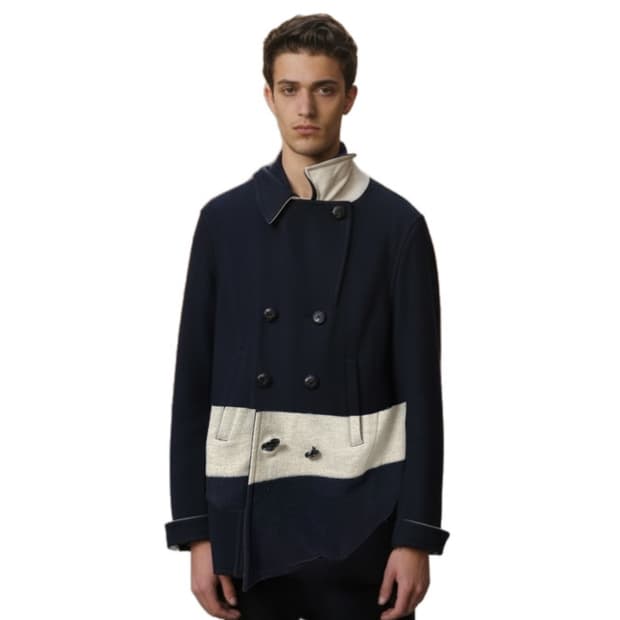 미하라야스히로 비대칭 서페이스 울 숏코트