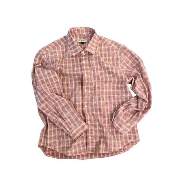 [2]아오이로 크롭 체크 셔츠 베리 파르페