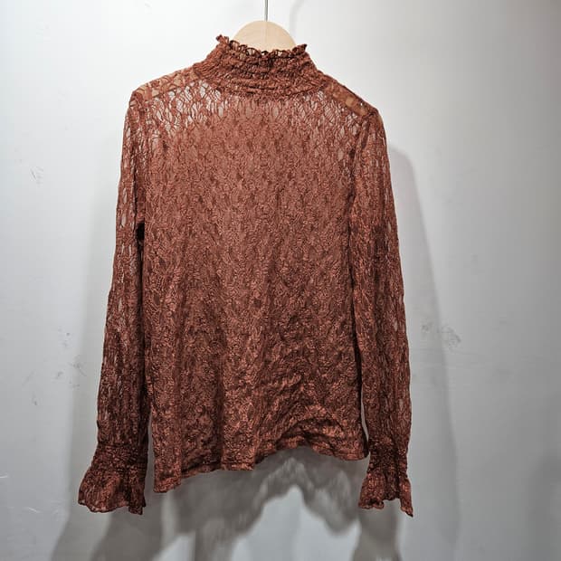 레이스 시스루 스판 티블라우스 로즈핑크