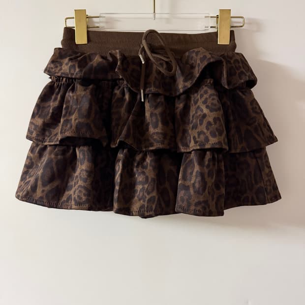 새상품 여자 호피 스웨이드 캉캉 스커트