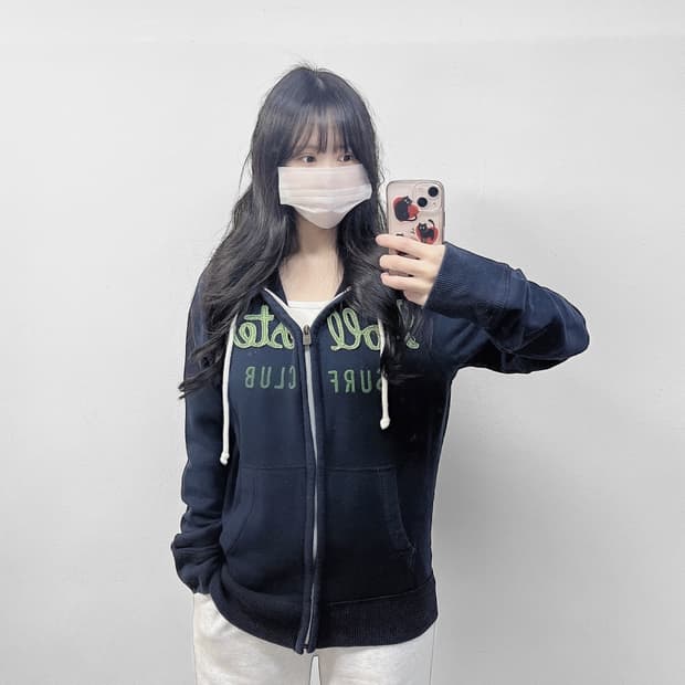 홀리스터 스펠 로고 후드집업 네이비