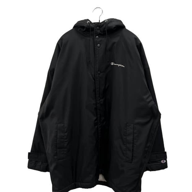 챔피온 올드스쿨 백로고 양털 벤치코트 돕바 블랙