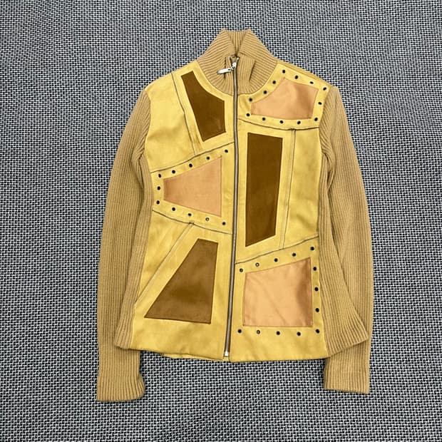 빈티지 스웨이드 패치 골지집업