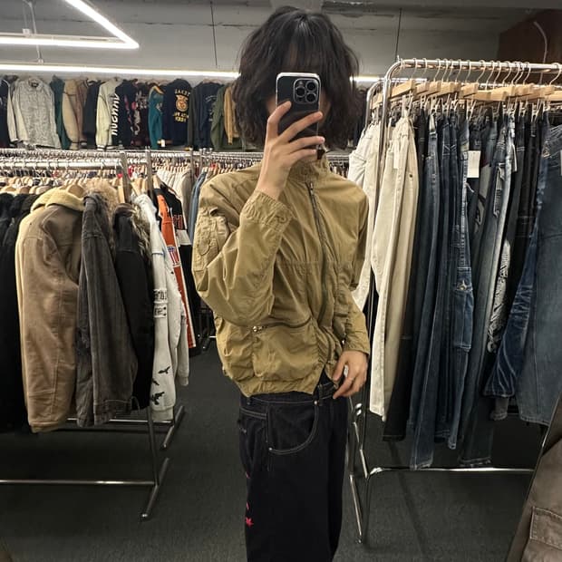 M)Japanese vintage 셔링 베이지 자켓