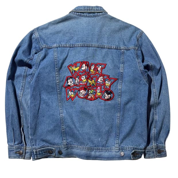 디즈니 미키 90‘s 월트 디즈니 월드 백로고 데님 트러커 자켓