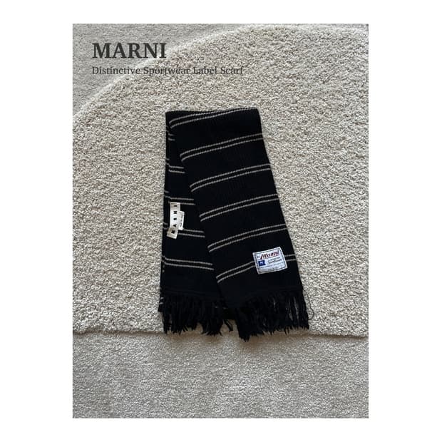 마르니 이태리 블랙 스트라이프 머플러