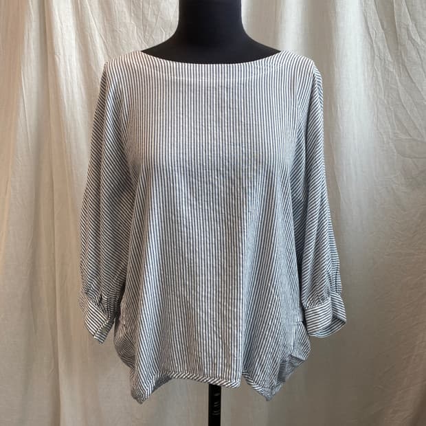 TNY POK 스트라이프 7부 블라우스(M-L)