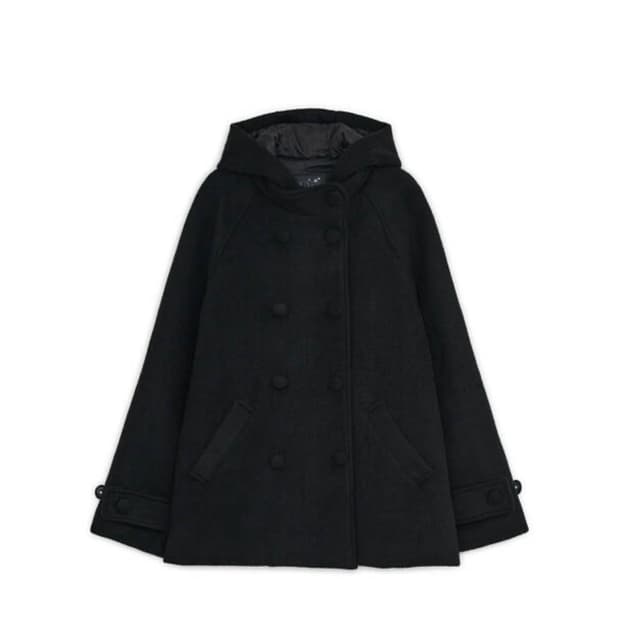 허그유어스킨 후드 하프 코트 블랙 (쿨거 -1만)