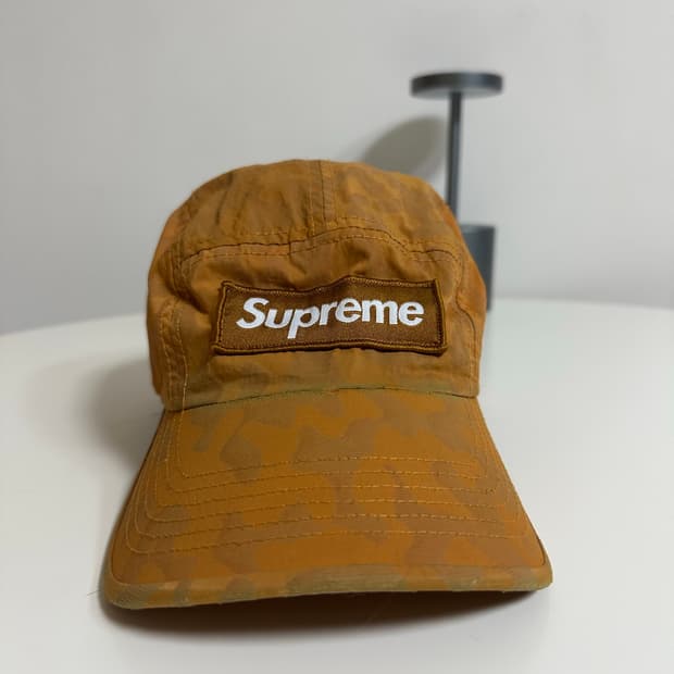 슈프림 오버다이드 카모 나일론 캠프캡 오렌지 - 23SS