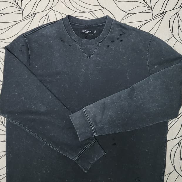 올세인츠 스톤워싱 데미지드 맨투맨 세미오버핏 L 105