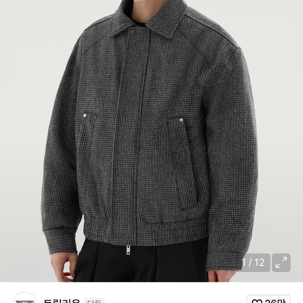 트릴리온 울 헤리티지 체크 리벳 블루종 자켓(블랙)