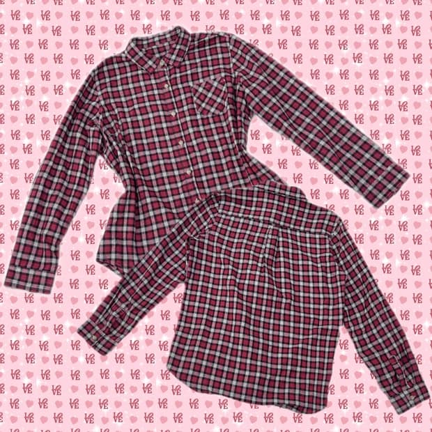 블랙 레드 체크 셔츠 