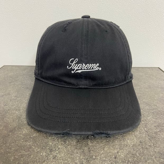 슈프림 6패널 볼캡 모자 디스트레스드 워시드 블랙 [supreme]