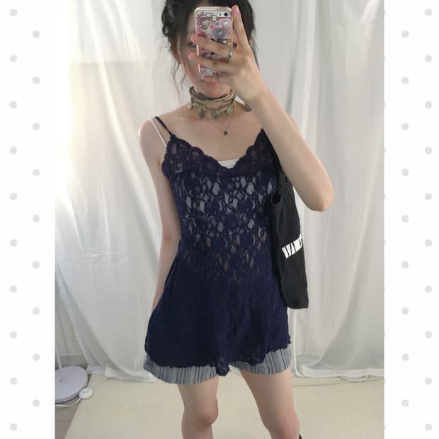 sheer blue sleeveless