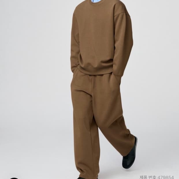 유니클로C 스웨트 와이드 팬츠 브라운 s