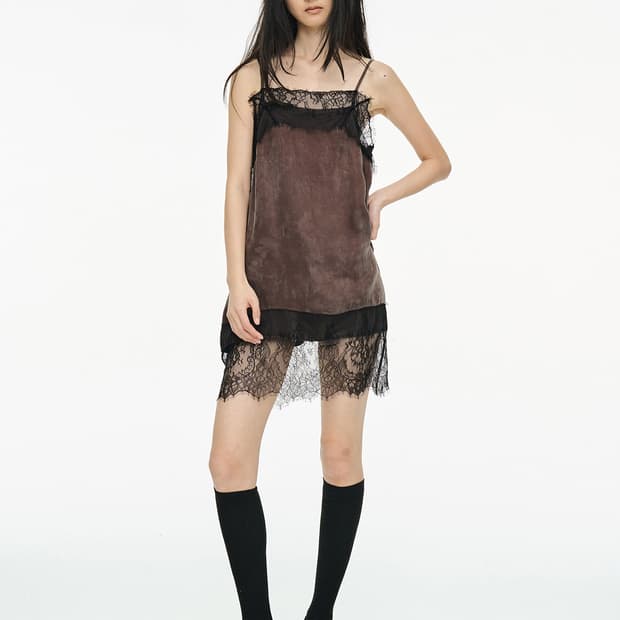 세릭 Cerric Lace Slip Dress / Brown
