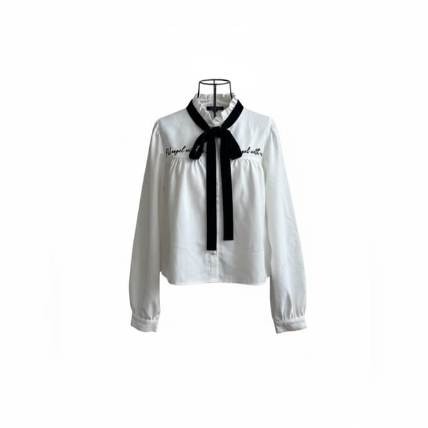 아이보리 빈티지 리본 블라우스 파우닝113 데스라이즈 큐빈티지 와이즈걸