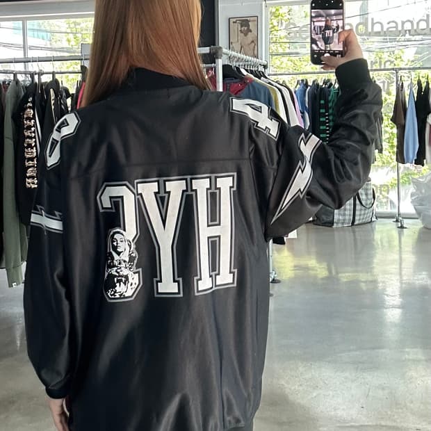 히스테릭글래머 HYS 넘버링 베이스볼 새틴자켓