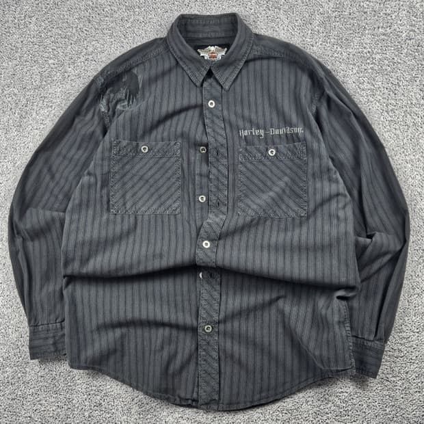할리데이비슨 이글 스트라이프 패턴 셔츠 ( M ) / 10474