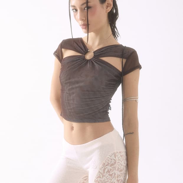 배디 피어싱 탑 브라운 S