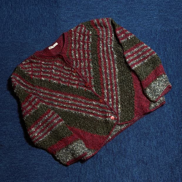 빈티지 스트라이프 짜임 가디건