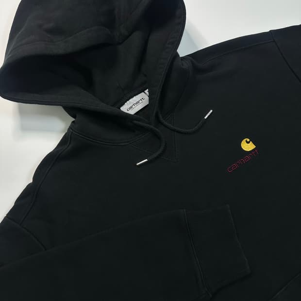 칼하트 블랙 로고 자수 후드