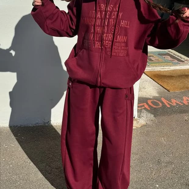 ❤️투웨이 후드집업 & 핀턱 버튼 와이드 팬츠 트레이닝 SET❤️