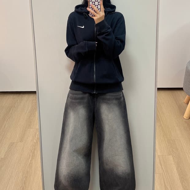 나이키 스우시 자수로고 블랙 후드집업