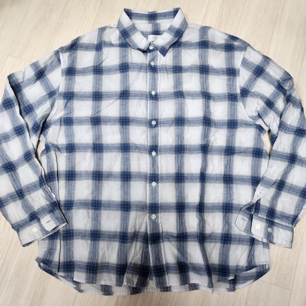 모마디자인 셔링 엠보 체크셔츠 블루 48