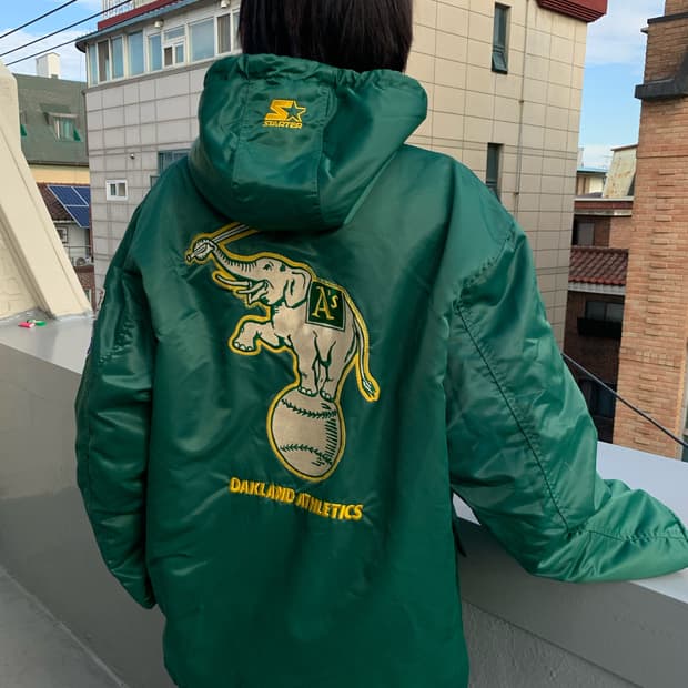 스타터 MLB 오클랜드 애슬레틱스 롱 자켓