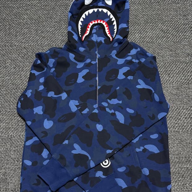 베이프 카모 샤크 네이비 후드집업 L