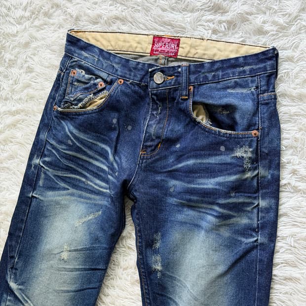 [Superdry] 프리미엄 빈티지 디스트로이드 데님 팬츠