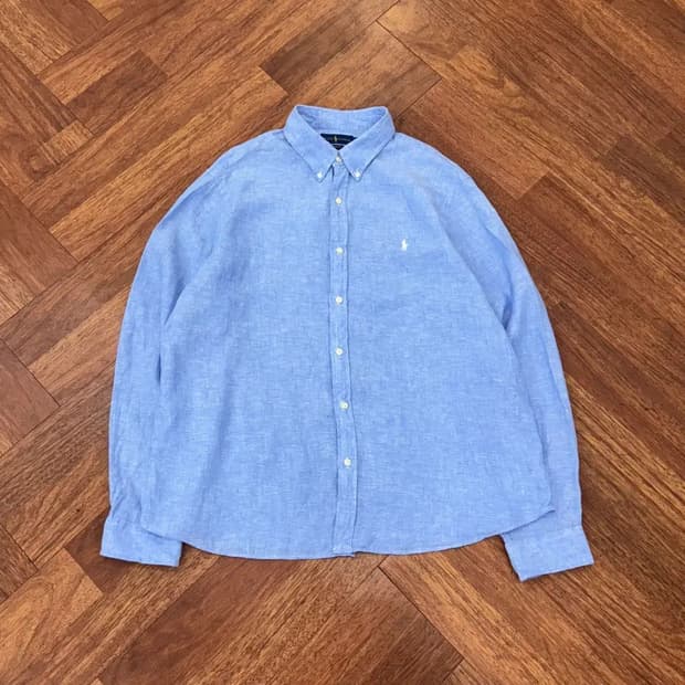 2XL 폴로 랄프로렌 스카이블루 클래식핏 린넨 남방 셔츠