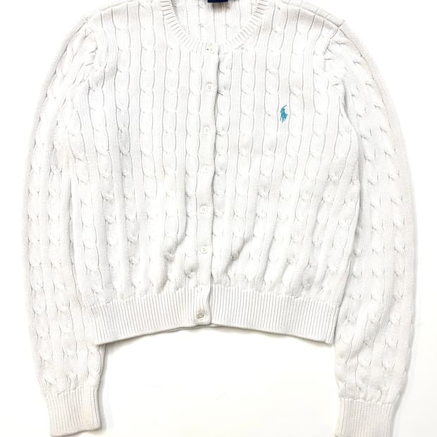 Polo sports 랄프로렌 스포츠 화이트컬러 케이블 니트 가디건
