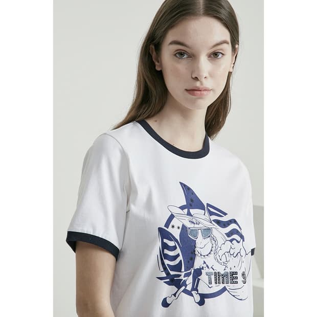 타임 TIME 펄 포인트 링거 티셔츠