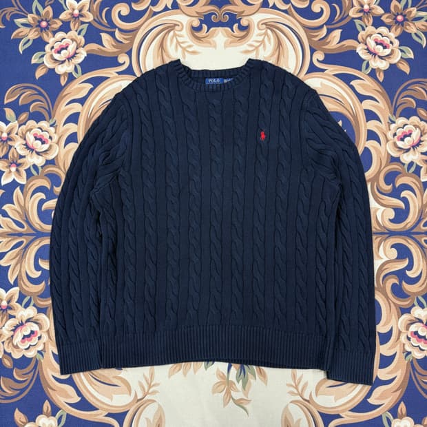 (XXL) 폴로 랄프로렌 케이블 울 꽈배기니트(네이비)
