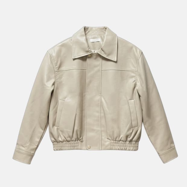 ☆미사용 새상품☆ 어깨깡패 미니멀 가죽 자켓 / 봄가을 크롭 레더 아우터