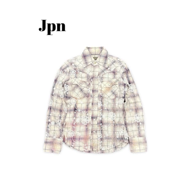 (90)JPN플라워자수웨스턴셔츠