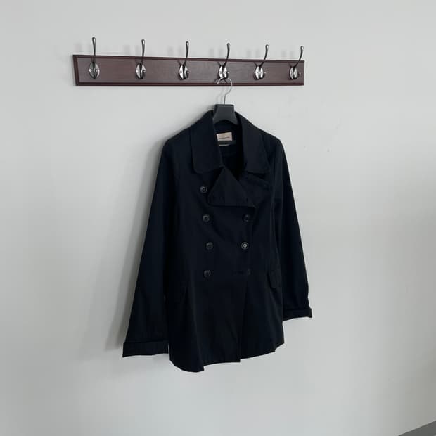 이자벨마랑 린넨 블랙 더블 면 코트
