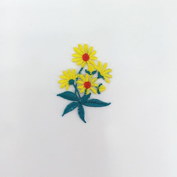 빈티지 옐로우 데이지 자수 와펜 | 플라워 꽃 자수 패치 리폼 DIY 