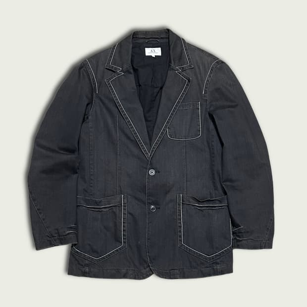 아르마니 익스체인지 스티치 데님 블레이저