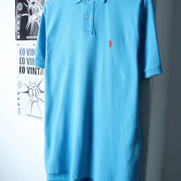 (L-XL) 폴로 랄프로렌 반팔 카라 티셔츠 연블루 무지-H30622
