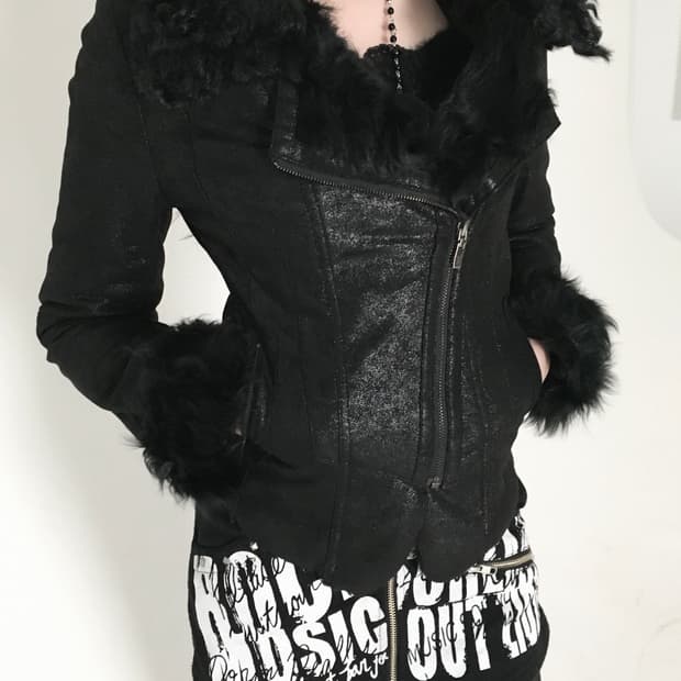 black fur mustang jacket