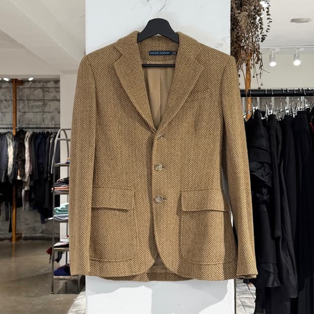 랄프로렌 브라운 헤링본 울 블랜드 싱글 자켓