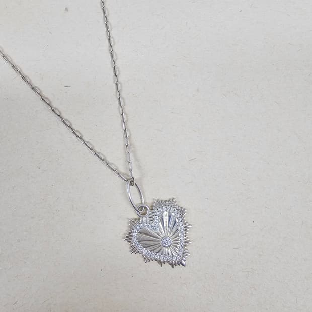 925silver 실버하트모양  롱목걸이